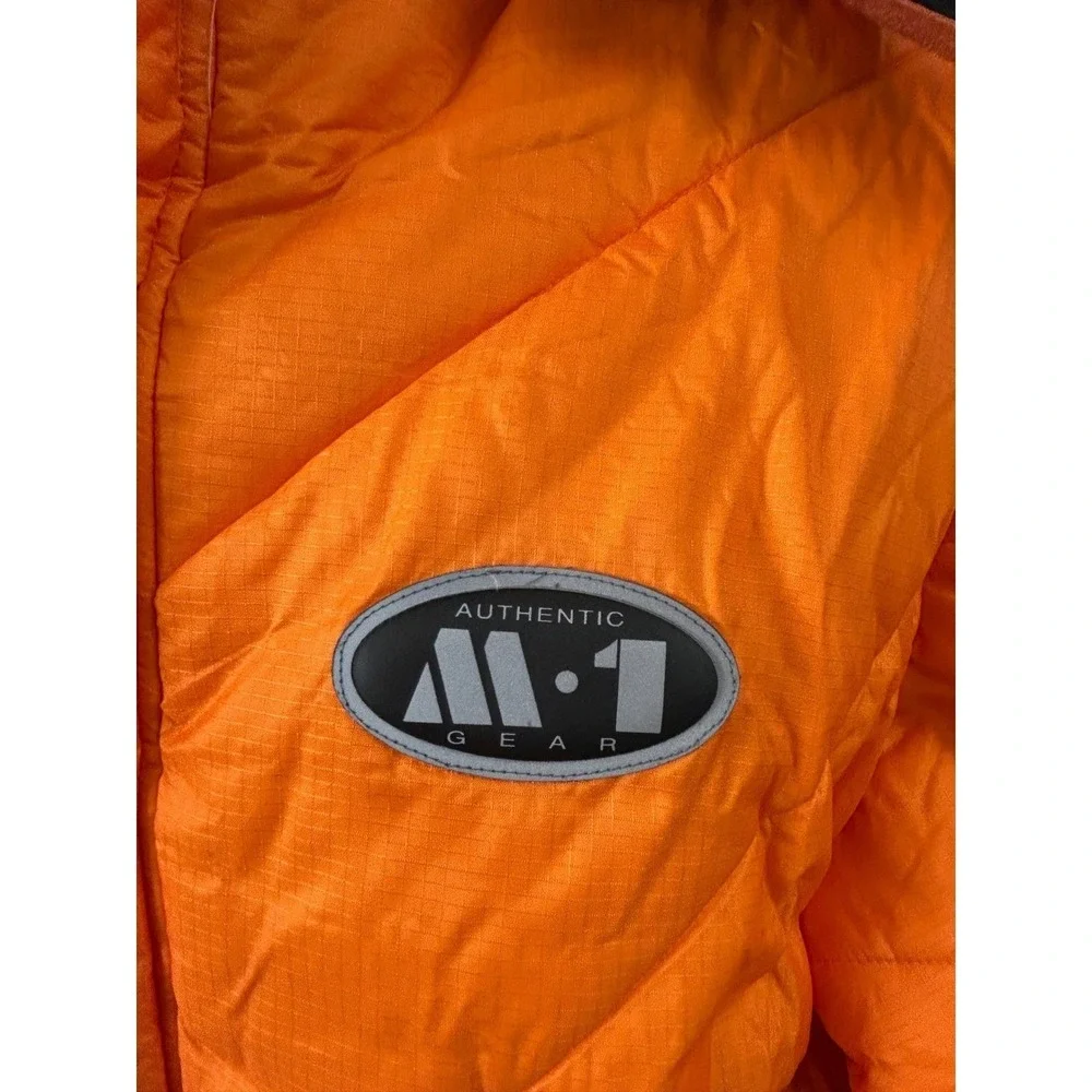 Vintage MATCH 1 Orange Quilted Puffer Parka Hooded Jacket Mens‎ Size L NEW